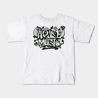 HOUSE MUSIC  - Graffiti Steez (black/army green) Kids T-Shirt